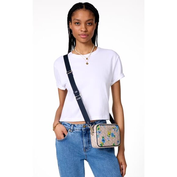 New Kate Spade Spade Flower Floral Camera Bag Blazer Blue Multi - Picture 2 of 5